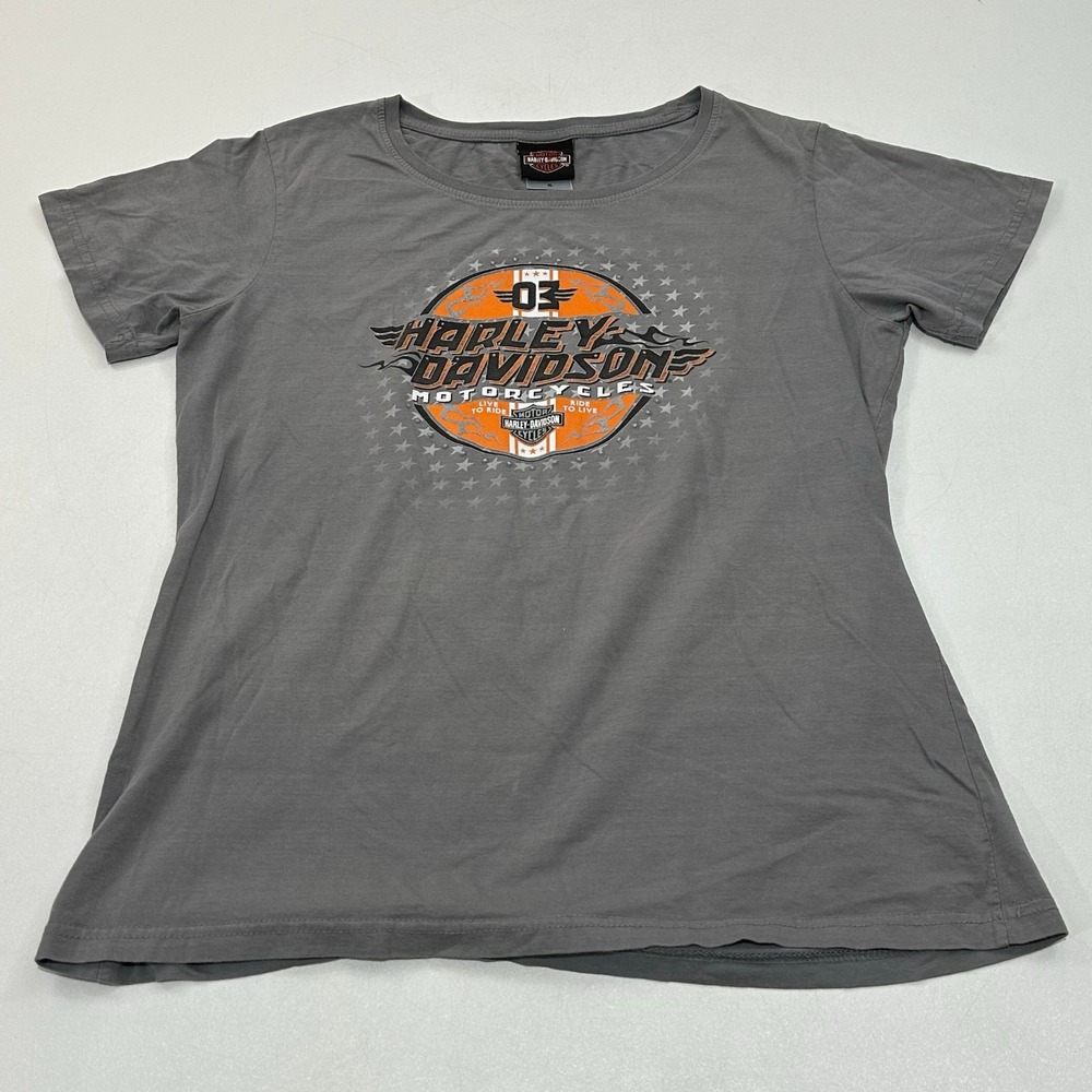 2003 Harley-Davidson Central Maine Women's T-Shirt Gray Size XL